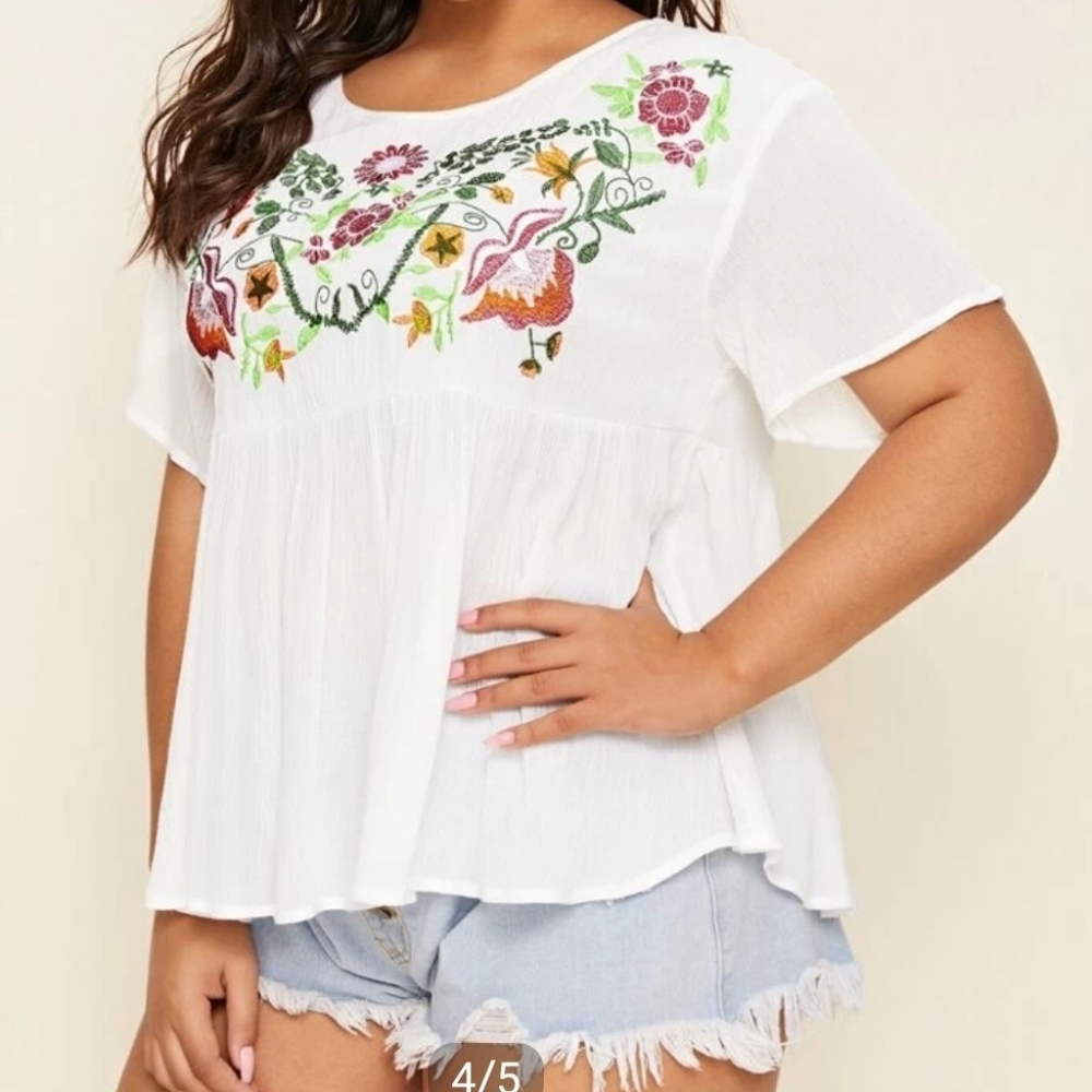 SHEIN  Women's Short-Sleeved Floral Pattern Tunic - Picture 2 of 11